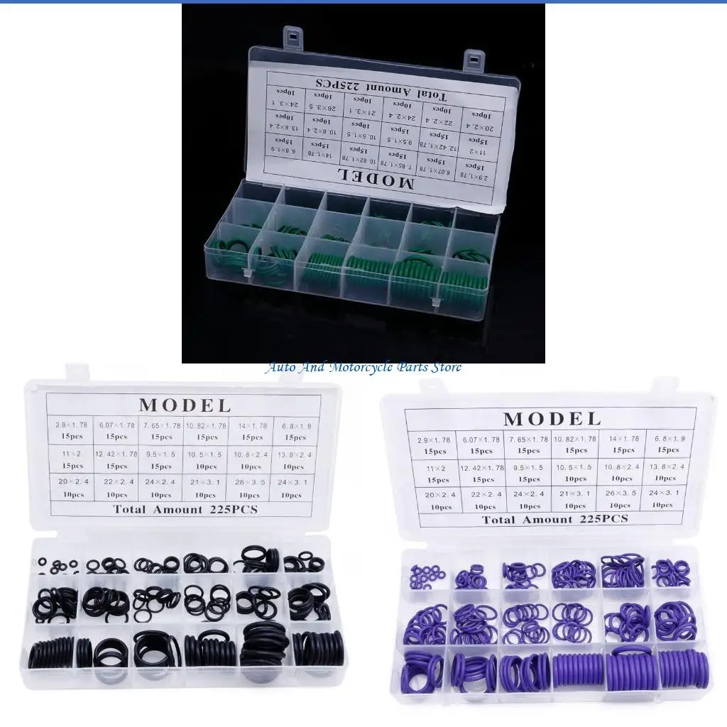 

P9FD New 225x Seal O-ring R22 R134a Air Conditioning O-Ring Rubber Washer Assortment