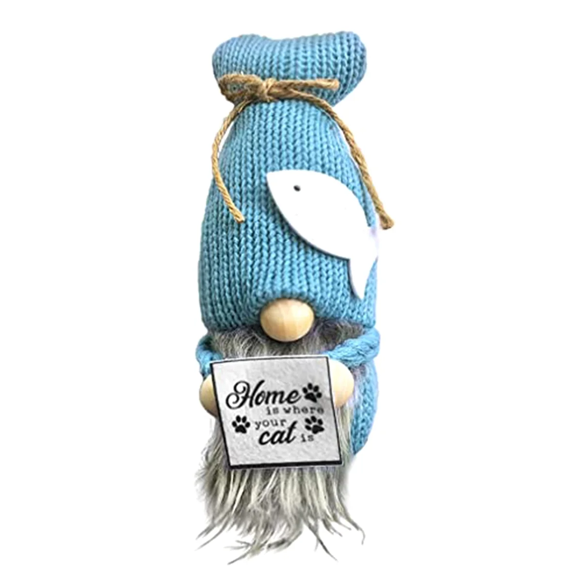 Handmade Blue Stuffed Cats Gnome Decoration for Home, Cats Theme Collectible Figure Gnome Plush & Warm Country Decor A