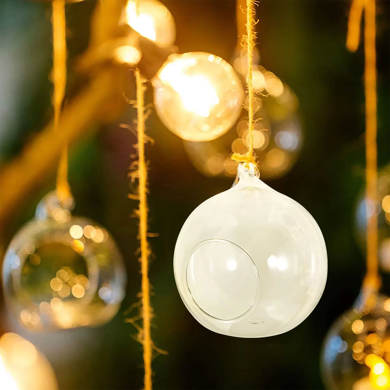 

10Pcs Clear Hanging Glass Holder Globe Terrarium Stand for Plants Candles DIY Decor Tea Light Holder High Temperature