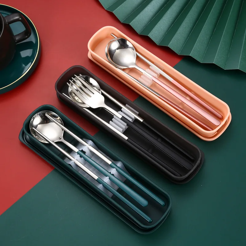 1pc Solid Color Cutlery Box Empty Box Student Portable Tableware Box Chopsticks Spoons Forks Box Outdoor Tableware Storage Box