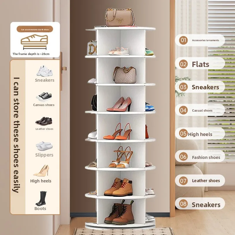 360° Rotating Wooden Shoe Rack - Multi-Layer Shoe Organizer Space Saving Storage Shelf for Home