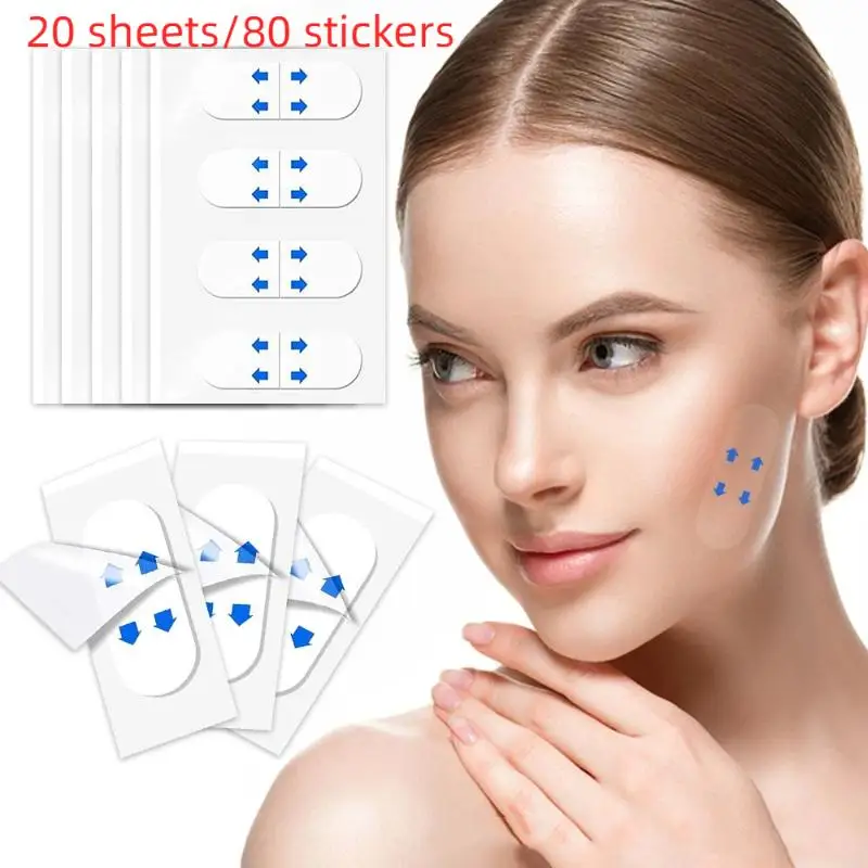 80 Stück unsichtbare, transparente, dünne Gesichtspflaster, Lifting-Tool, V-förmige Gesichts-Falten, schlaffe Haut, Klebeband, Gesichtsaufheller-Aufkleber – Detail 1