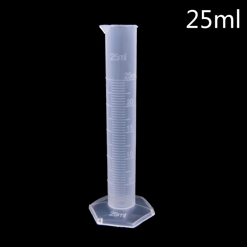 10/25/50/100/250ML plastikowy Cylinder pomiarowy Test laboratoryjny z podziałką