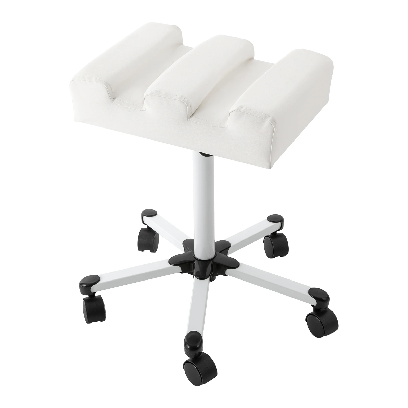 Adjustable Pedicure Stool Manicure Foot Rest Pedicure Nail Footrest Desk Salon Spa Stand with Wheels Black/White