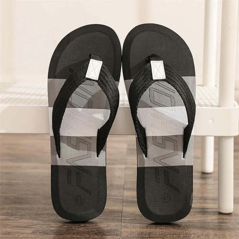 Color Block Men Flip Flops Beach Sandals Summer Slippers Non-slip Flat Shoes Slippers Indoor Shoes for Men Outdoor Slides