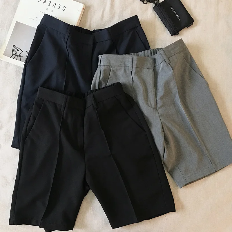 

Стильные мужские повседневные шорты, осенние модные брюки-костюм, шорты-бермуды, прямые молодежные трендовые брюки в стиле INS