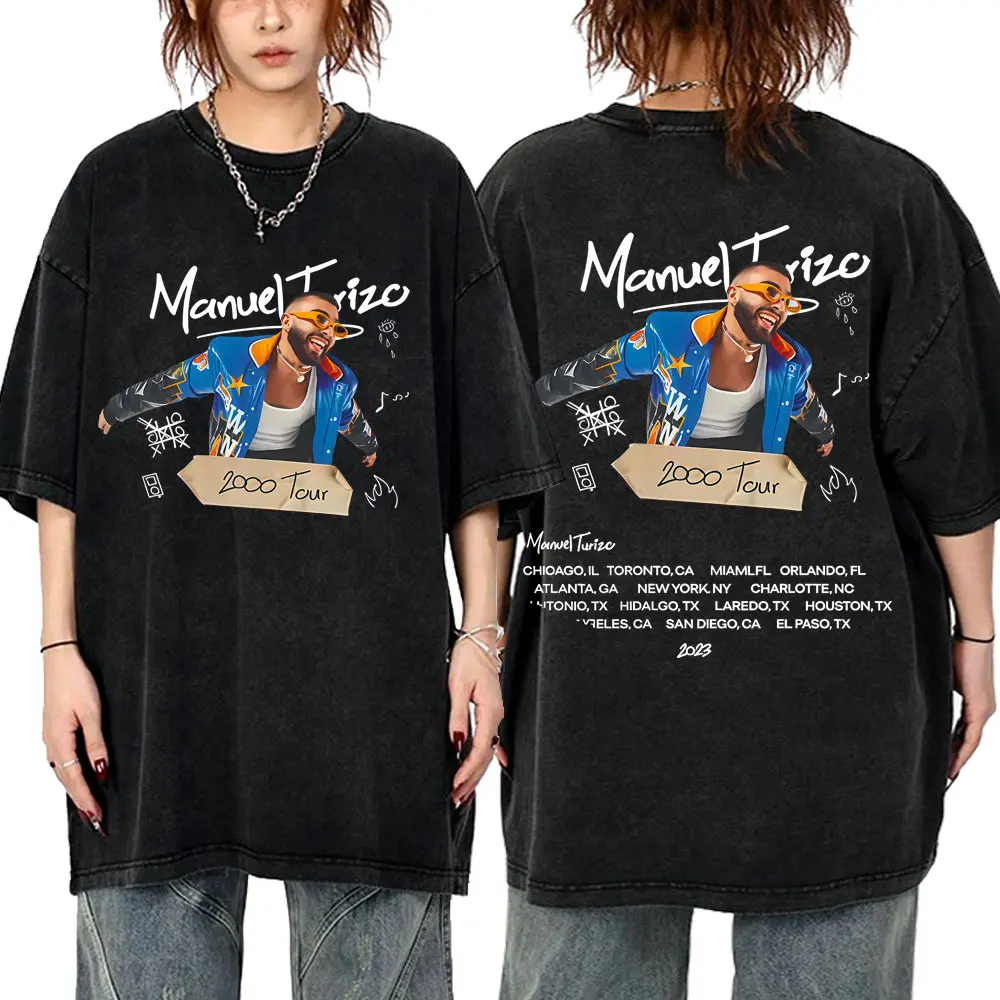 

Manuel Turizo 2000 Tour Washed T-shirts Male Summer Casual Cotton Tshirt Men Women Clothing Hip Hop Fashion Oversized Streetwear
