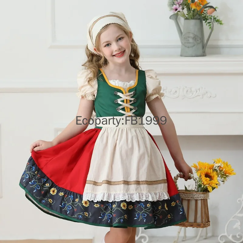 

2025 German Oktoberfest Costume for Kids Girls Lovely Bavarian Dirndl Dress Halloween Munich Festival Maid Cosplay Clothing