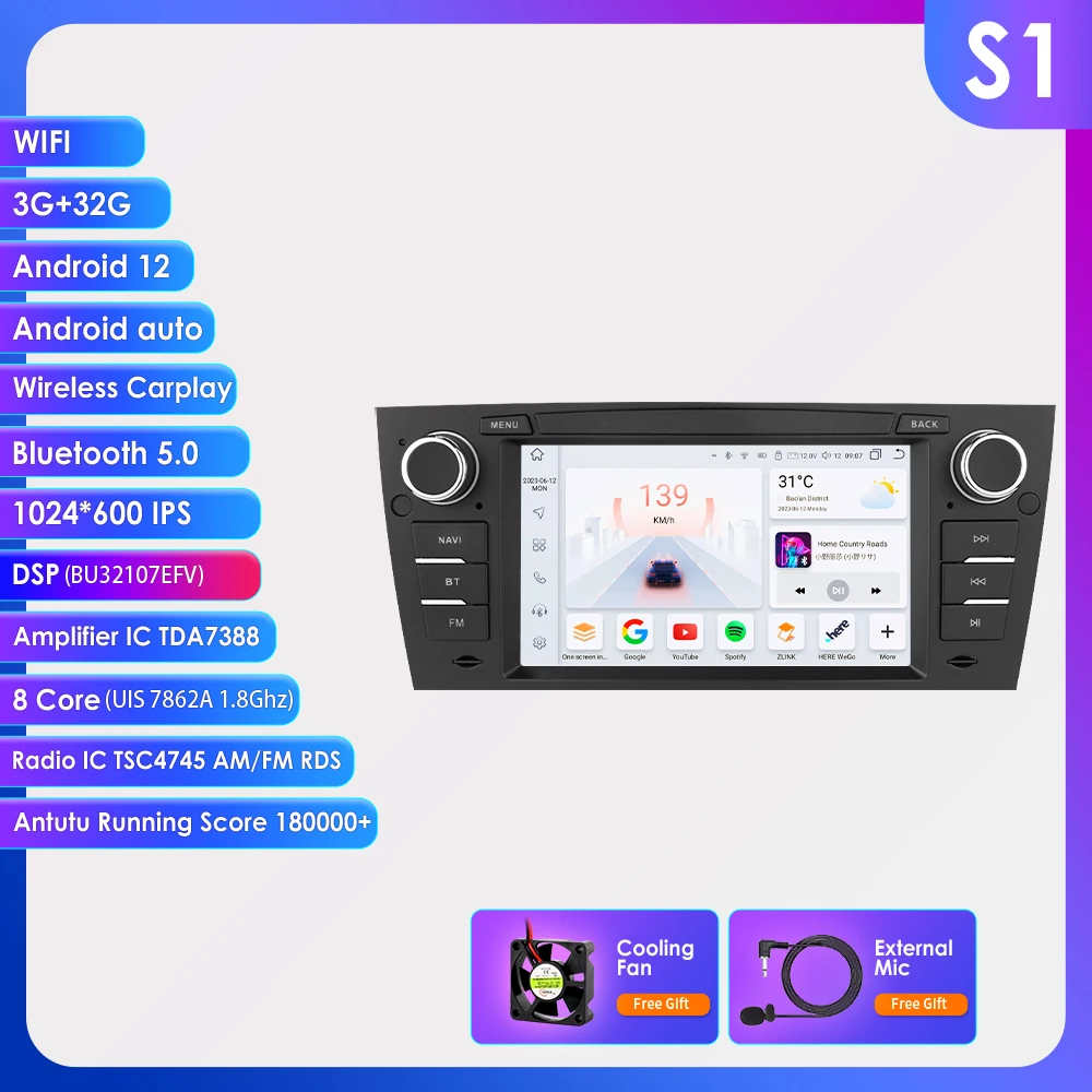 Android Auto Multimedia Speler Voor Bmw 3 Series E90 E91 E92 E93 2006-2012 Navigatie Gps Stereo 4G-Let Autoradio Carplay