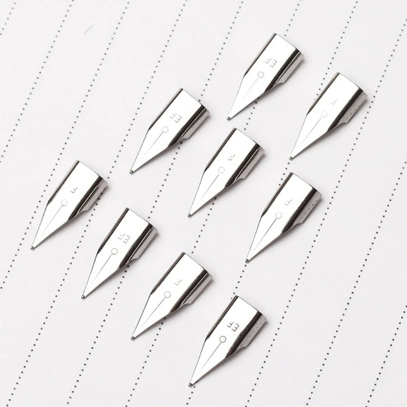  10Pcs Fountain Pen Replacement Nibs Interchangeable Metal Fountain Pen Tip