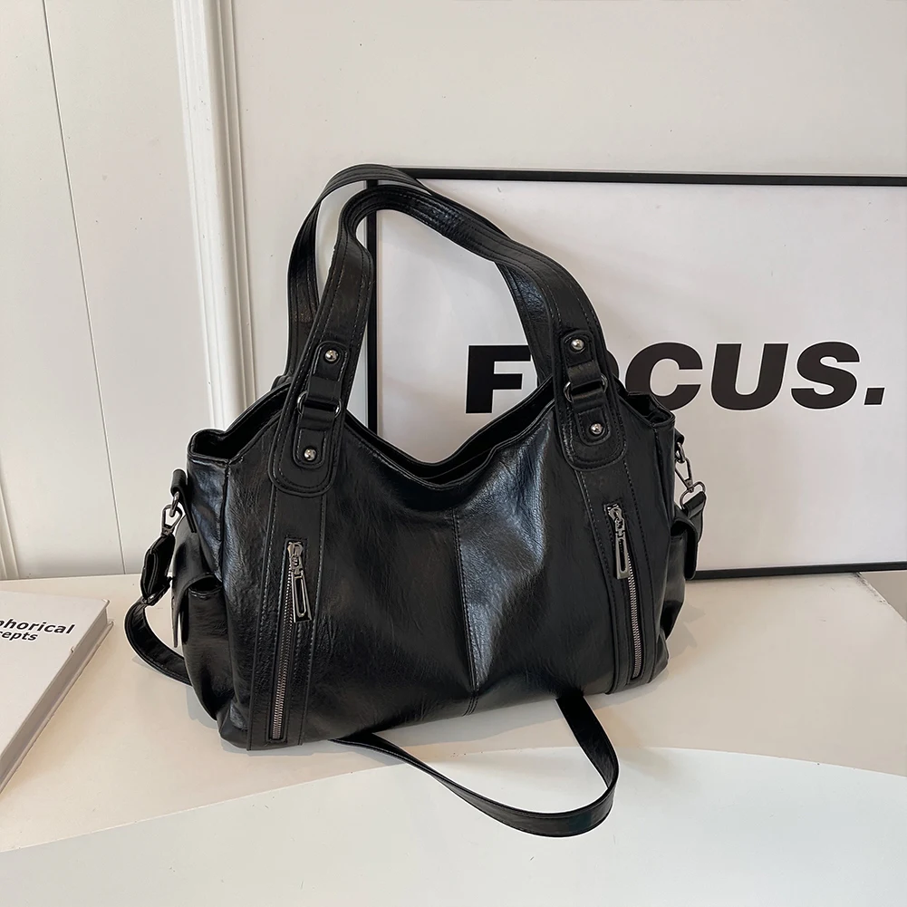

Women Tote Bag with Multi-Pockets Crossbody Bags Retro Totes Handbag PU Leather Shoulder Bag Female Messenger Travel Work Bag