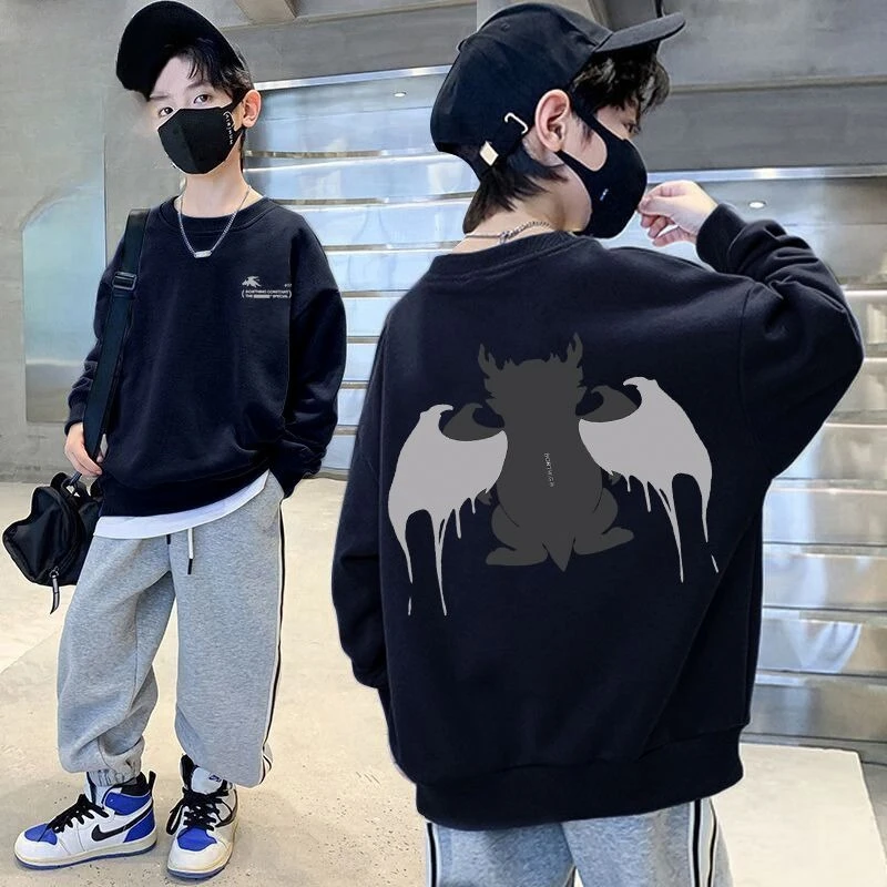 

2025 New Arrival 8-10 Years Old Boys Crewneck Sweatshirt Spring Autumn Big & Mid Kids Stylish Trendy Top