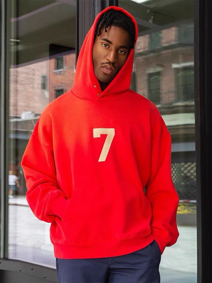 

FOG Seventh Season Men's Hoodie Fce Print High Street Loose Fit American Sle Digital 7 Embroidery Casual Sweatirt