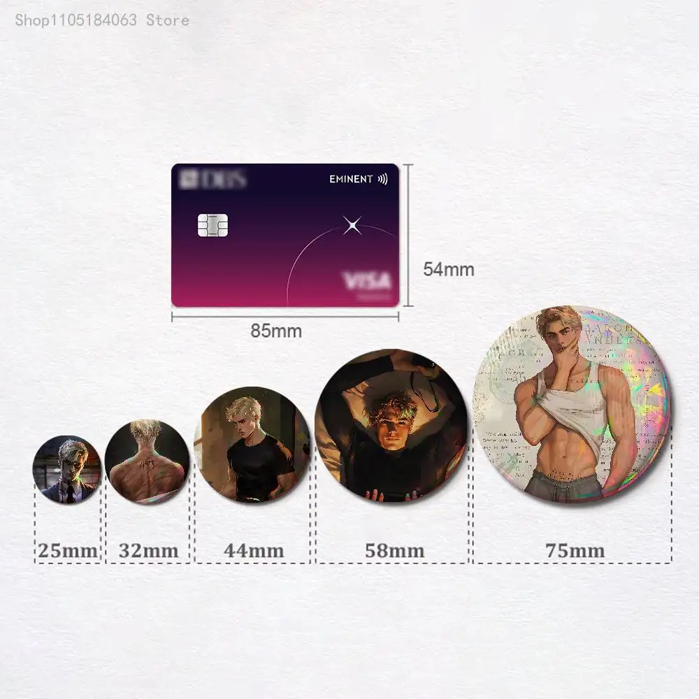 Aaron Warner S-Shatter Me Badges 25 32 44 58 75 mm Round Cosplay Pin Bag Decor Fans Collect Friends Gifts Brooch Souvenir