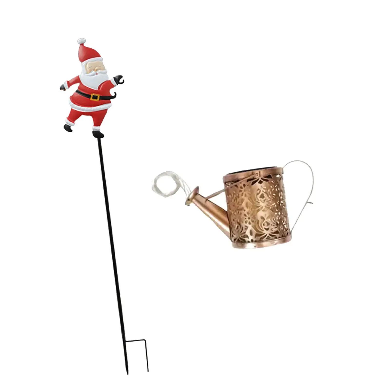 Solar Santa Claus Yard Light Iron Stake Outdoor Christmas Decoration Festive Landscape Lamp for Garden Pathway Patio Lawn