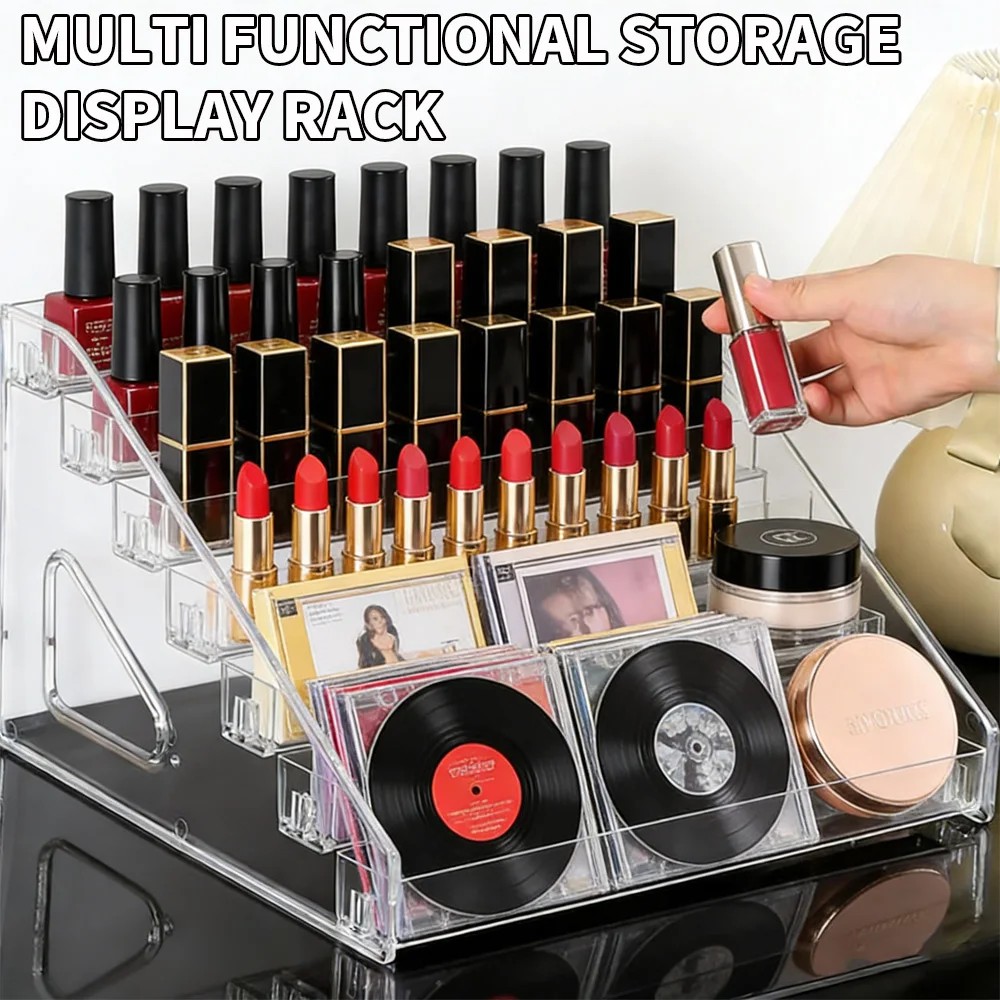 Clear Acrylic Multi Layer Display Shelf Universal Organizer for Cosmetics Nail Polish Lipstick Vinyl Records