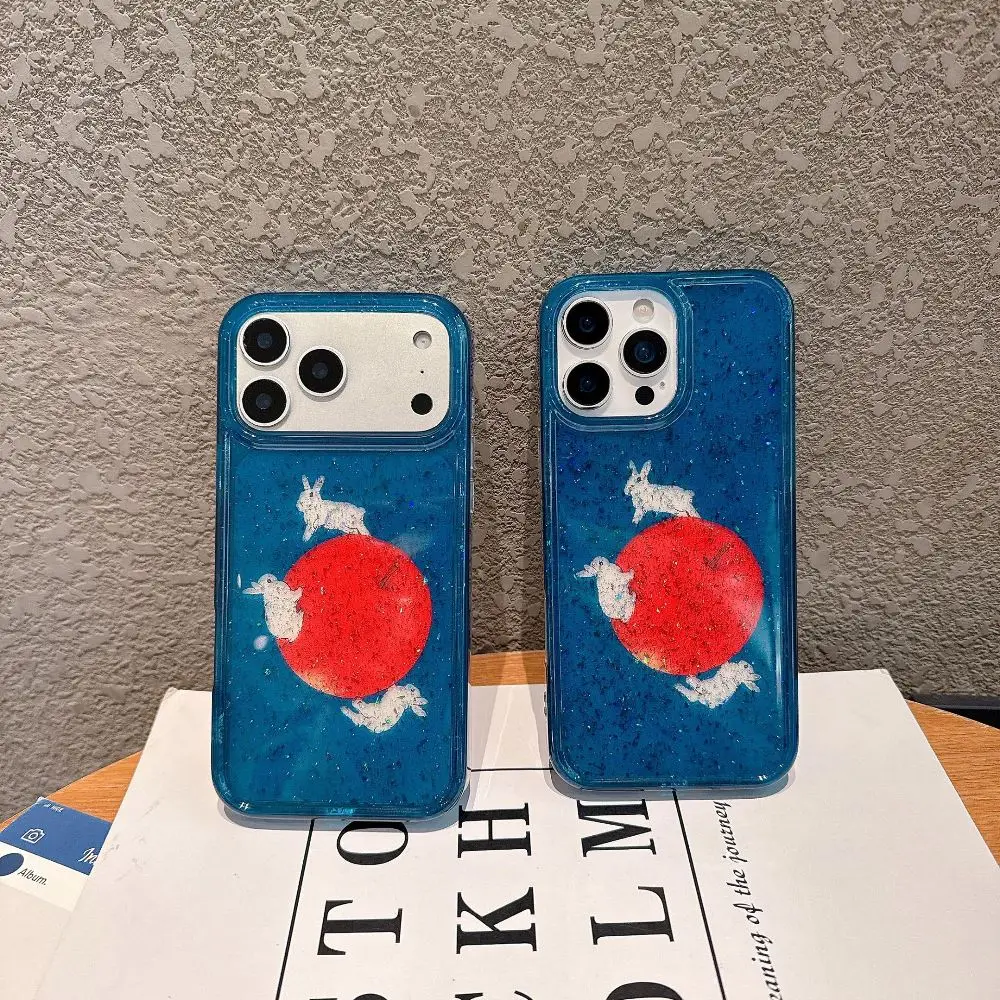 

Fashion Back Colorful Rabbit Pattern Phone Case for iPhone 14 15 16 17 Pro Max Protective Cover