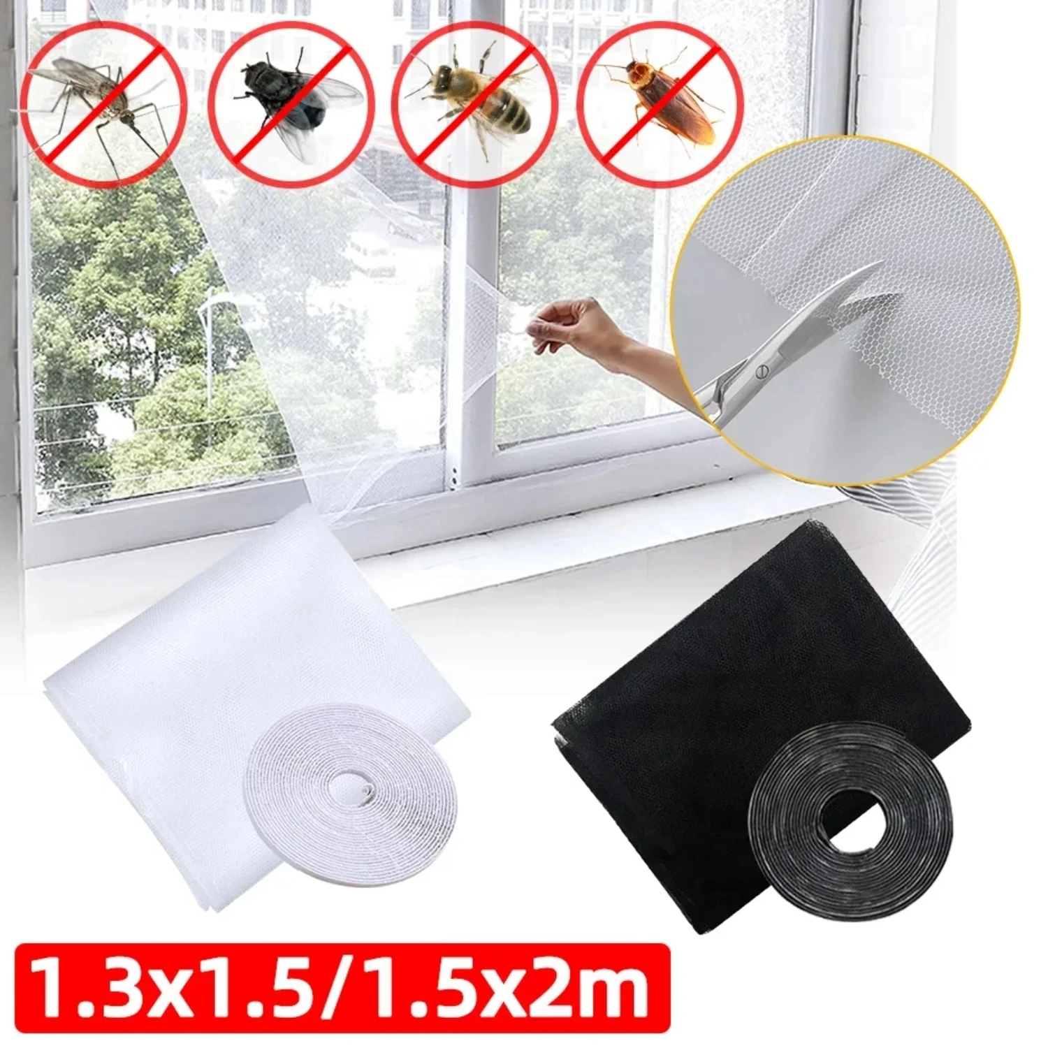 New Highly Effective Ultimate Comprehensive Self-Adhesive DIY Anti-Mosquito Window Mesh Net Reliable Barrier for Flies and Insec