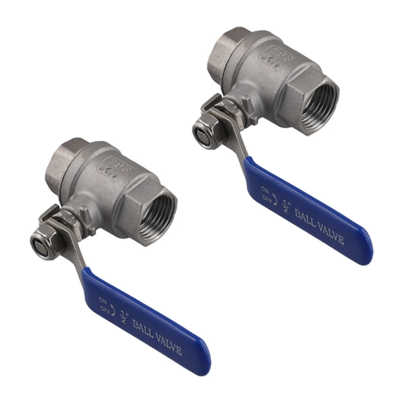 

2PCS 304 Stainless Steel Ballvalve 2P Full Port Ball Valve Female Valve Vinyl Handle Valves