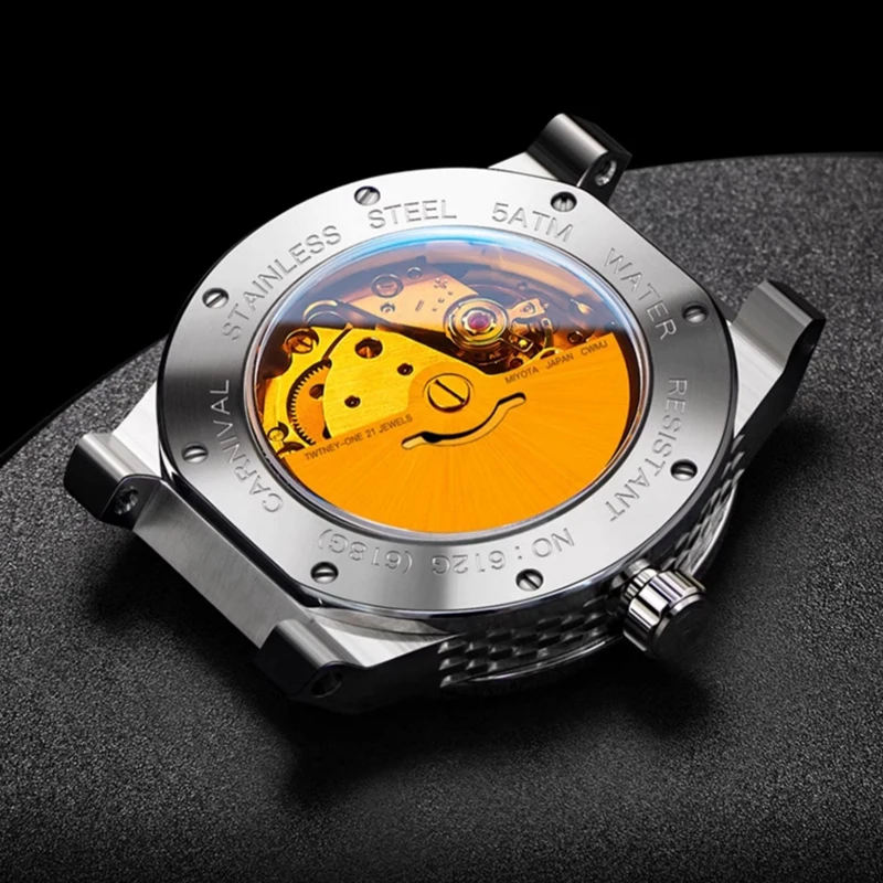 Switzerland Luxury Brand I&W CARNIVAL MIYOTA Automatic Mechanical Men\'s Watches Sapphire Auto Date Luminous Waterproo Clock 612G