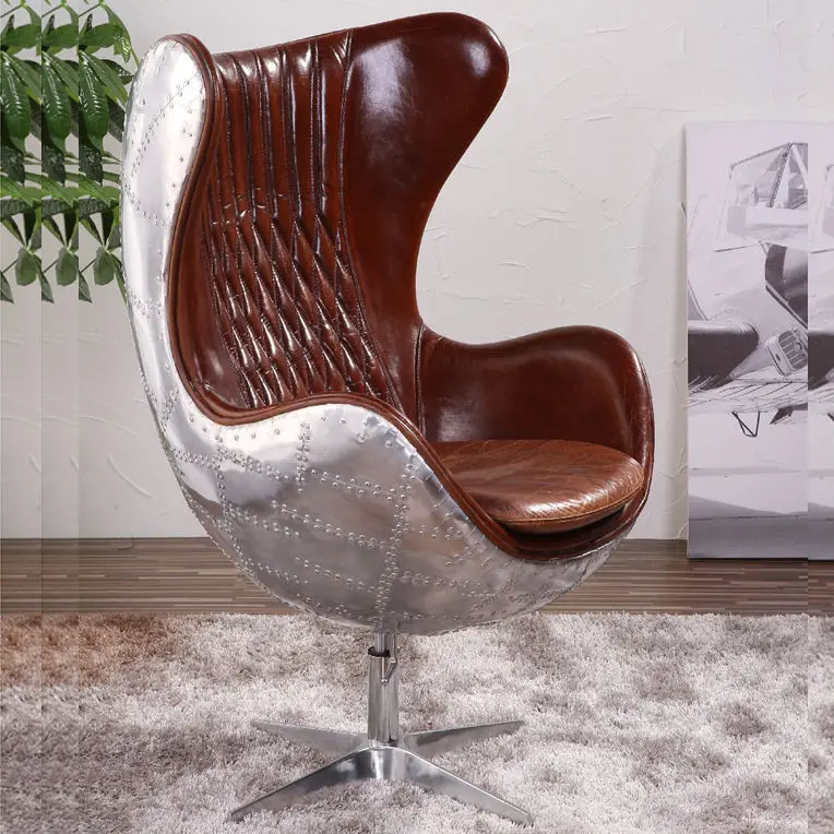 Bespoke Aviation Aluminum Sling Back Oval Arne Jacobsen Chair For Coffee Shop Real Leather