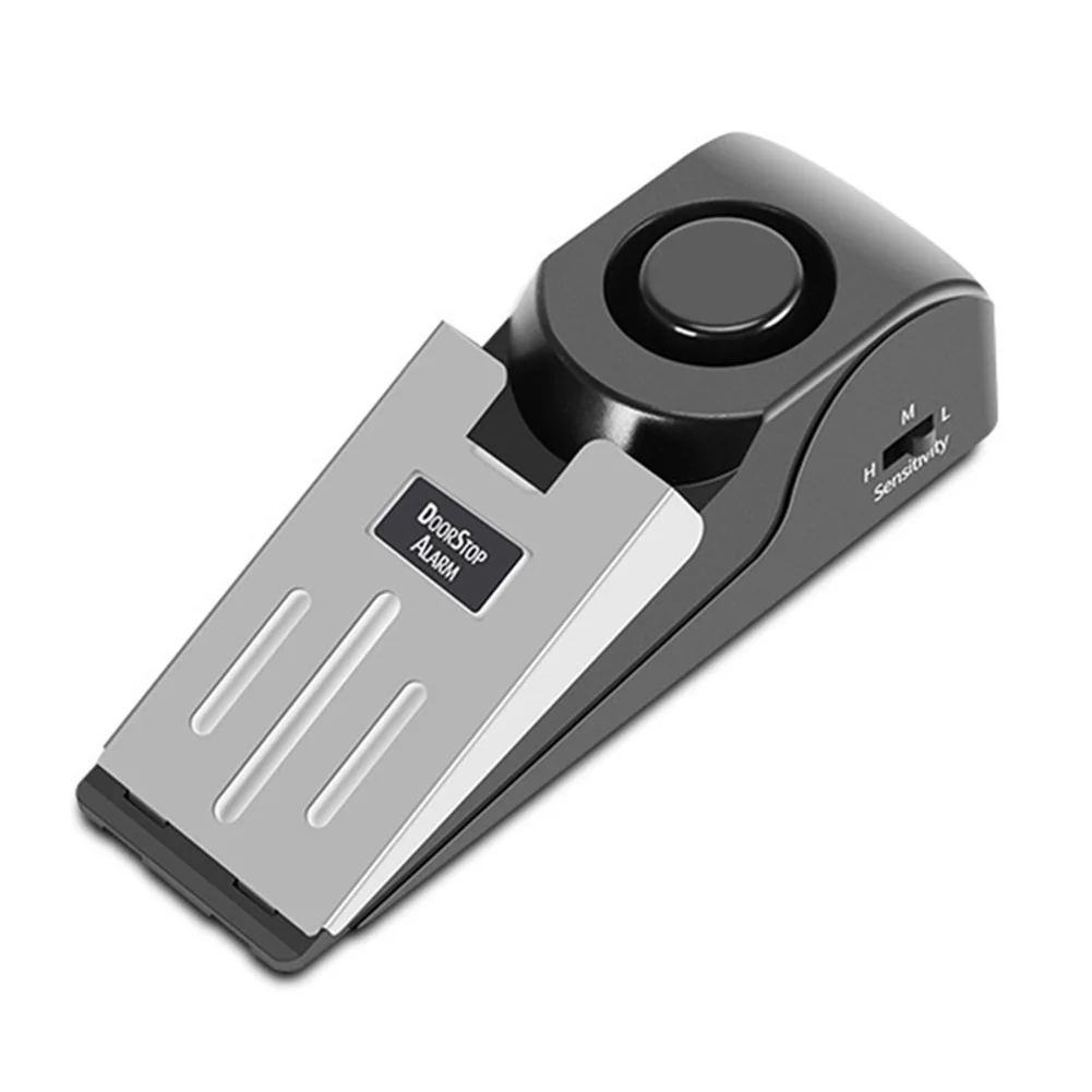 Wedge-shaped Alarm Anti-theft Door Stopper Block Alarm Wireless Stainless Steel Cover Small Sensitivity Portable for Apartment