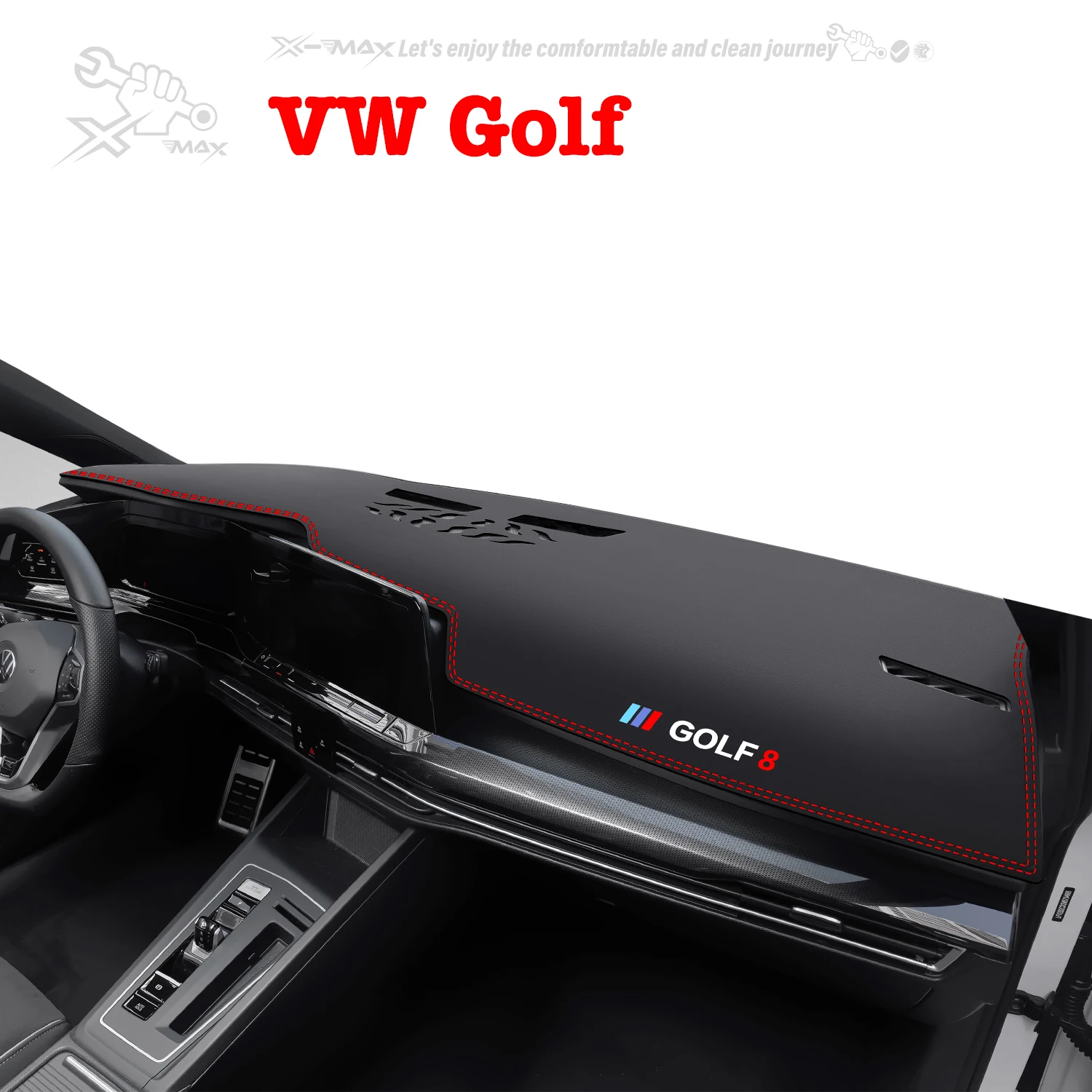 Left-hand Drive Car Dashboard Mat For VW Golf 8 GTI RLine 7 6 Pro 2010-2024 Light Blocking Pad Center Console Dash Mat