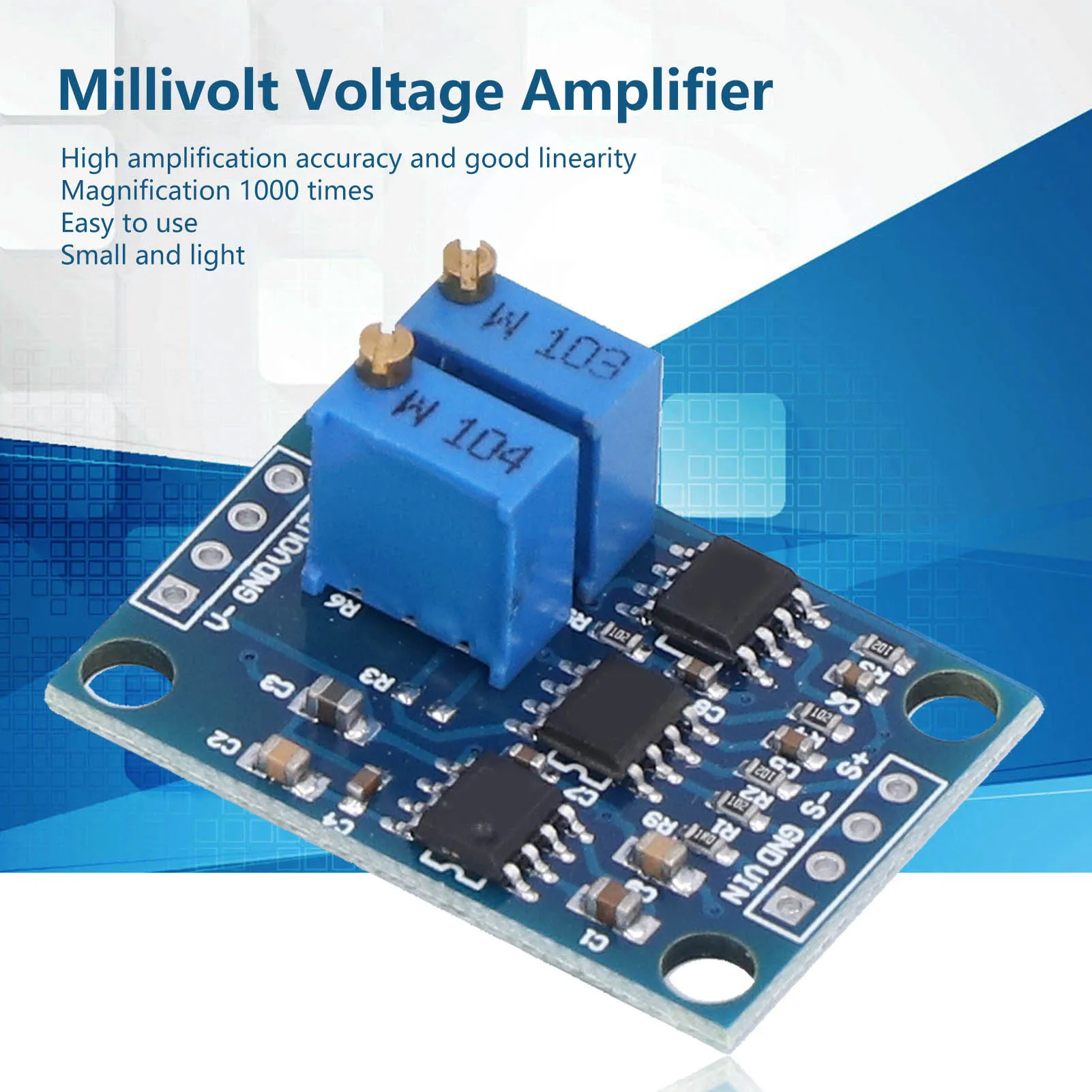 

Millivolt Voltage Amplifier High Accuracy Good Linearity Magnification 1000 Times Easily Use Instrumentation Amplifier