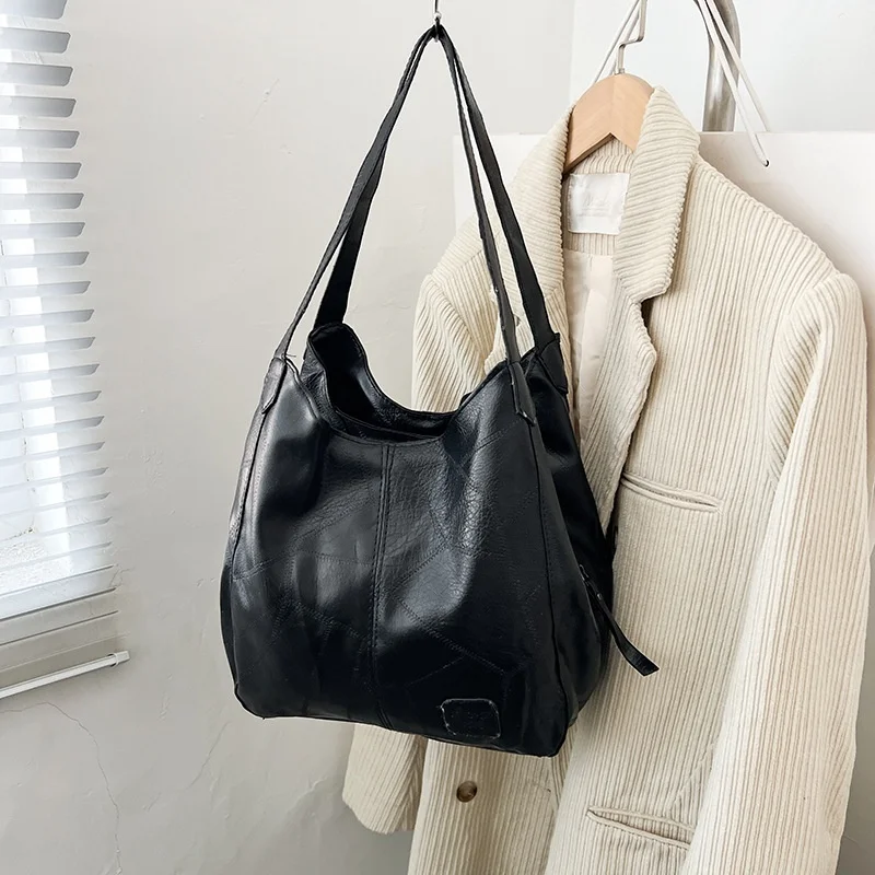 

Винтажная женская кожаная сумка большой вместимости с мраморным зерном, женская сумка на плечо, повседневная пригородная сумка для покупок, 2026