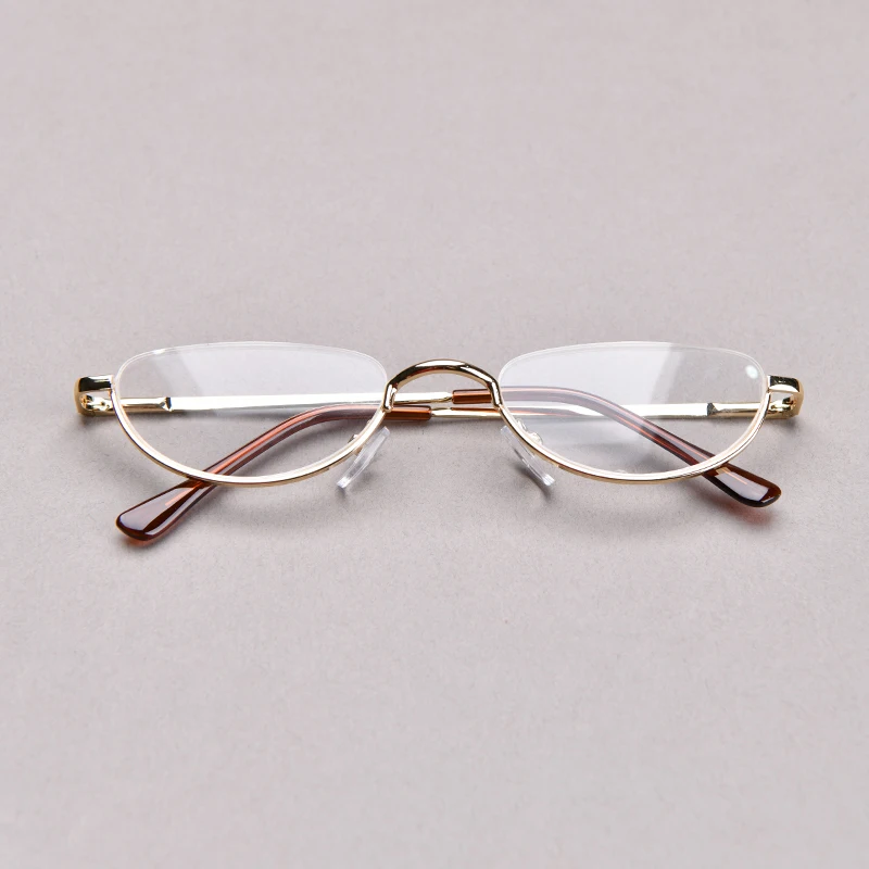 Half Frame Reading Glasses Men High Quality Round Alloy Magnifying Glasses Eye Prescription 0 To +4 Clear Narrow Glasses Women