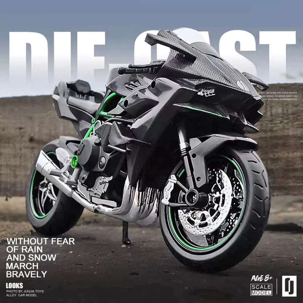 

1:12 Kawasaki Ninja H2R ZX-6R модели мотоциклов, литые под давлением игрушки из сплава, автомобили, переднее колесо, рулевое управление, резиновые шины, транспортные средства, коллекционные подарки