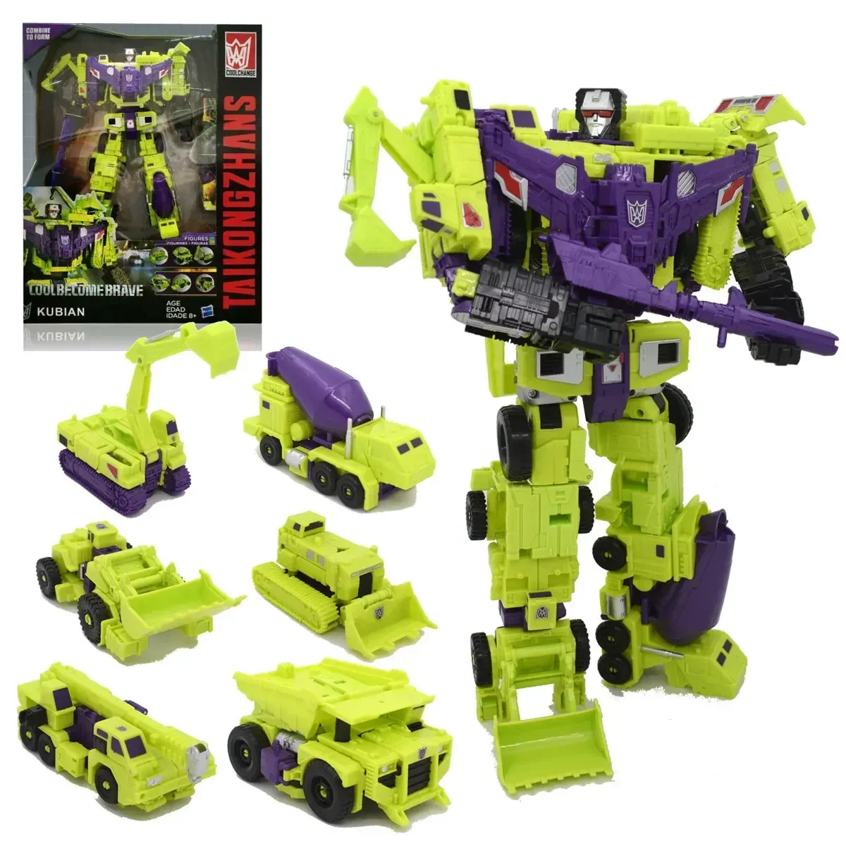 In Stock HZX 6In1 Devastator Haizhixing Transformation Toys Anime Action Figure KO G1 Robot Aircraft Engineering Vehicle Model