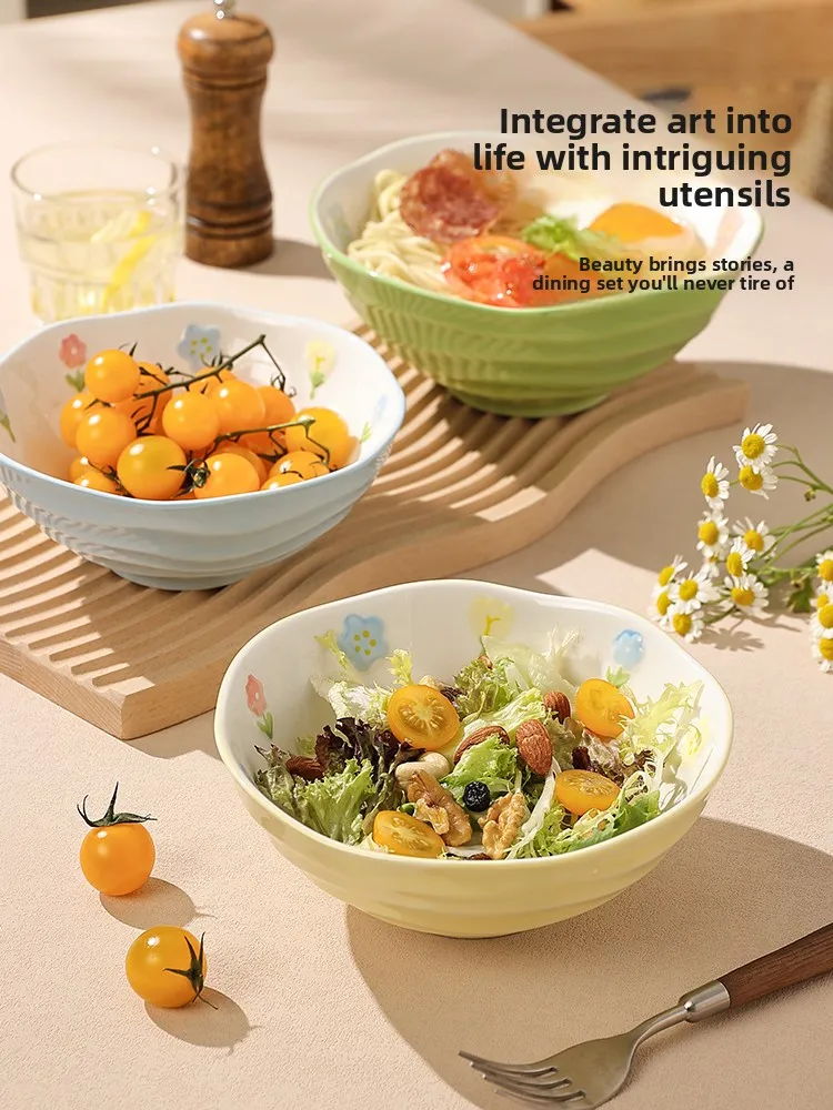 

Ele Seven-Inch Cerc Soup Bowl High Aesthetic Value Large Capaci Heat-Resistant Noodle Bowl Personalized Home Use