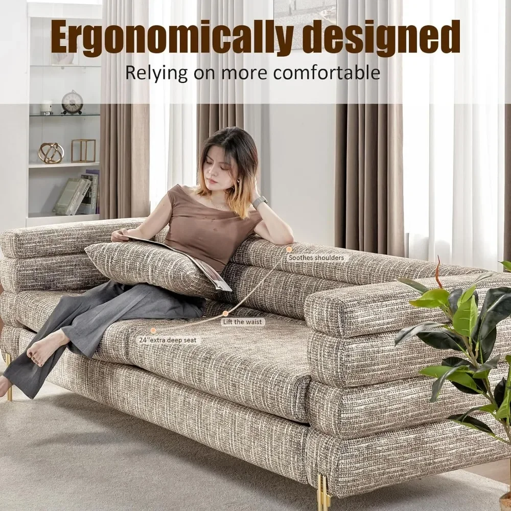 Living Room Sofas,Oversized Sofa - 85 Inch Sofa Couch, 3 Seater Comfy Bouclé Deep Seat Sofas,Livings Rooms Sofa Sets