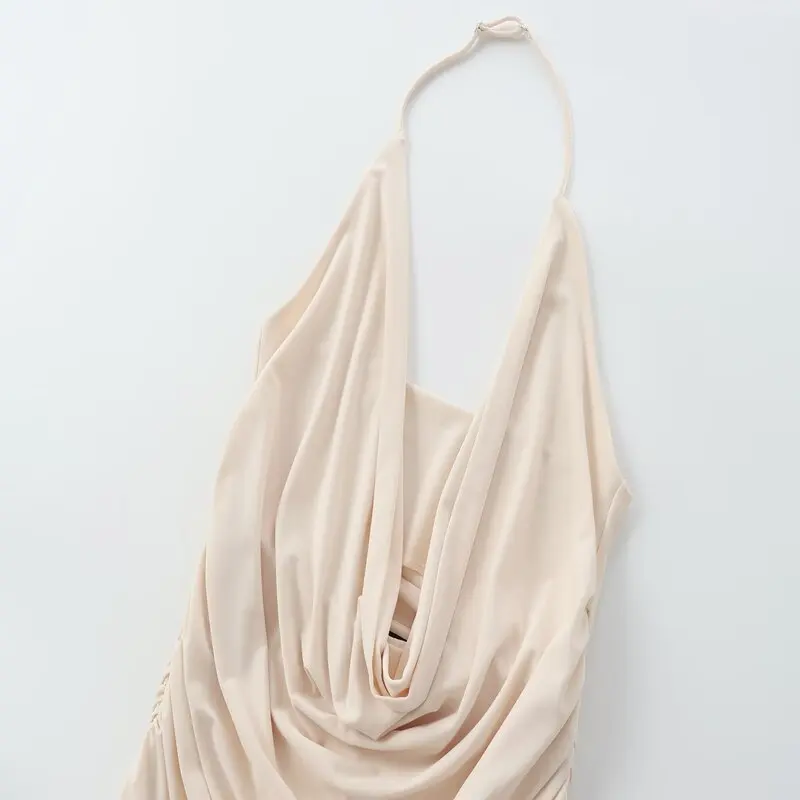 Verano 2024 vestido largo sin tirantes diseño Sense vestido de mujer cuello drapeado vestido largo cole estilo de viaje s...