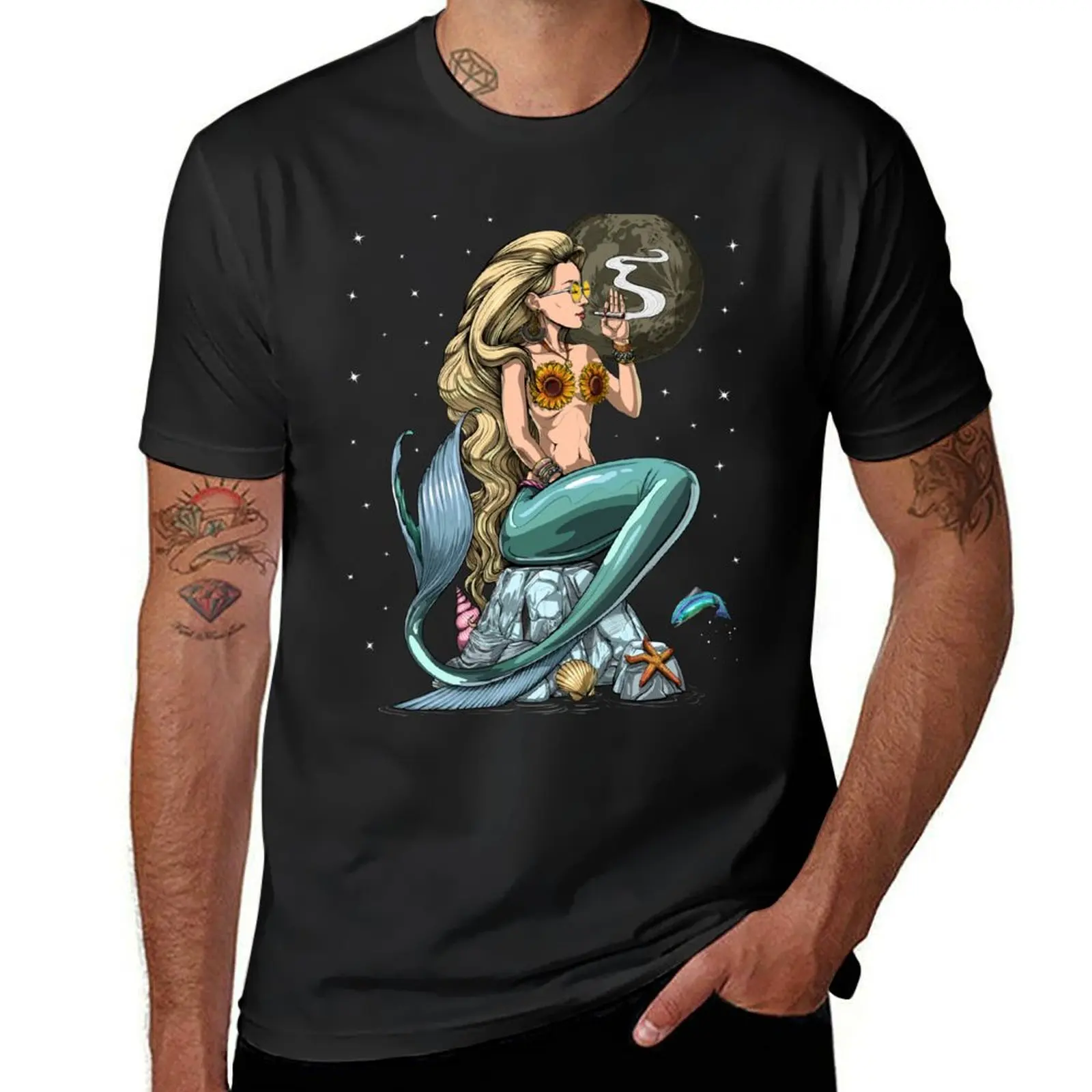 Mermaid Hippie Stoner T-Shirt shirts graphic tees kawaii clothes summer top anime black t-shirts for men