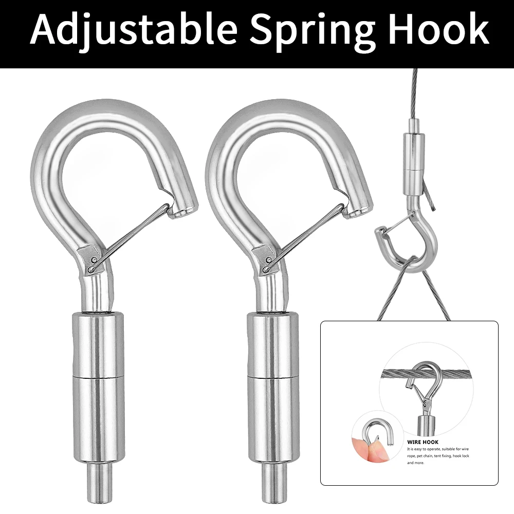Adjustable Steel Wire Rope Spring Hook With Lock, Curtain Hanging Clothes Tent Guardrail Lock Hardware Accessories Are Durable