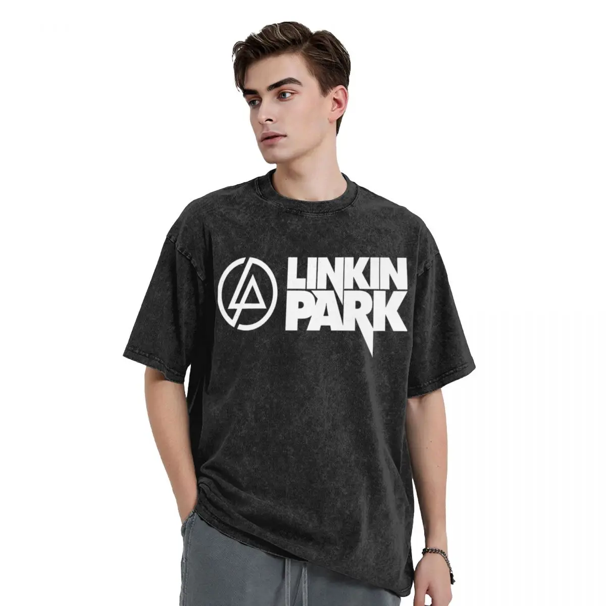 Washed T Shirts Linkinparks Rock Vintage T-Shirts Oversize Nu-Metal Streetwear Short Sleeve Summer Tops Tees for Men Women