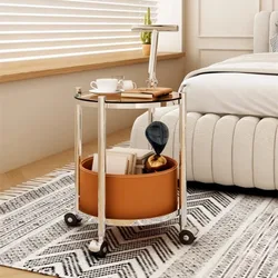 Double-layer Nordic Simple Sofa Side Table Mobile Snacks Auxiliary Cart Light Luxury  Multi-purpose Debris Storage Tool Trolley