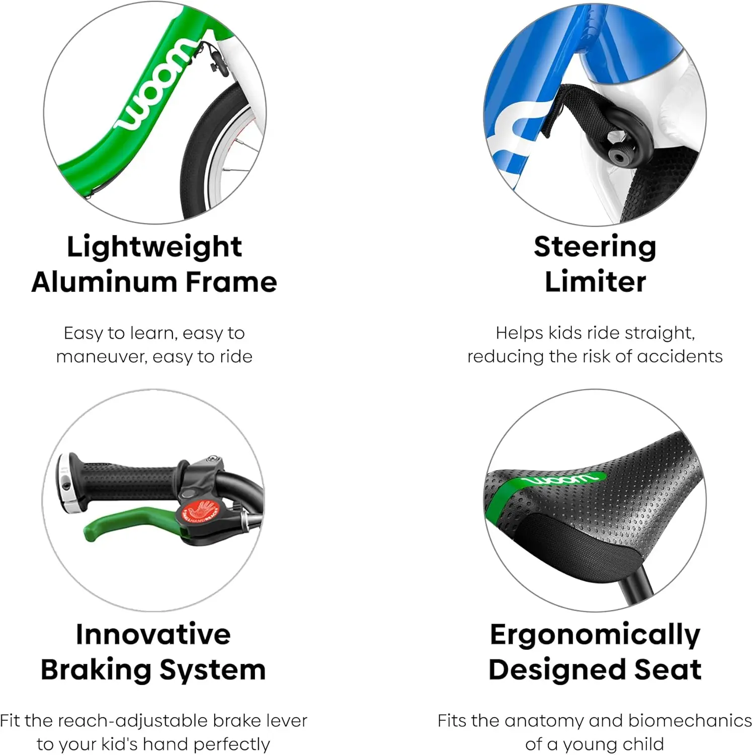 Bicicleta de equilibrio para niños de 18 meses a 3,5 años, bicicleta ligera para niños pequeños de 12 pulgadas con freno de mano y limitador de dirección, niños y