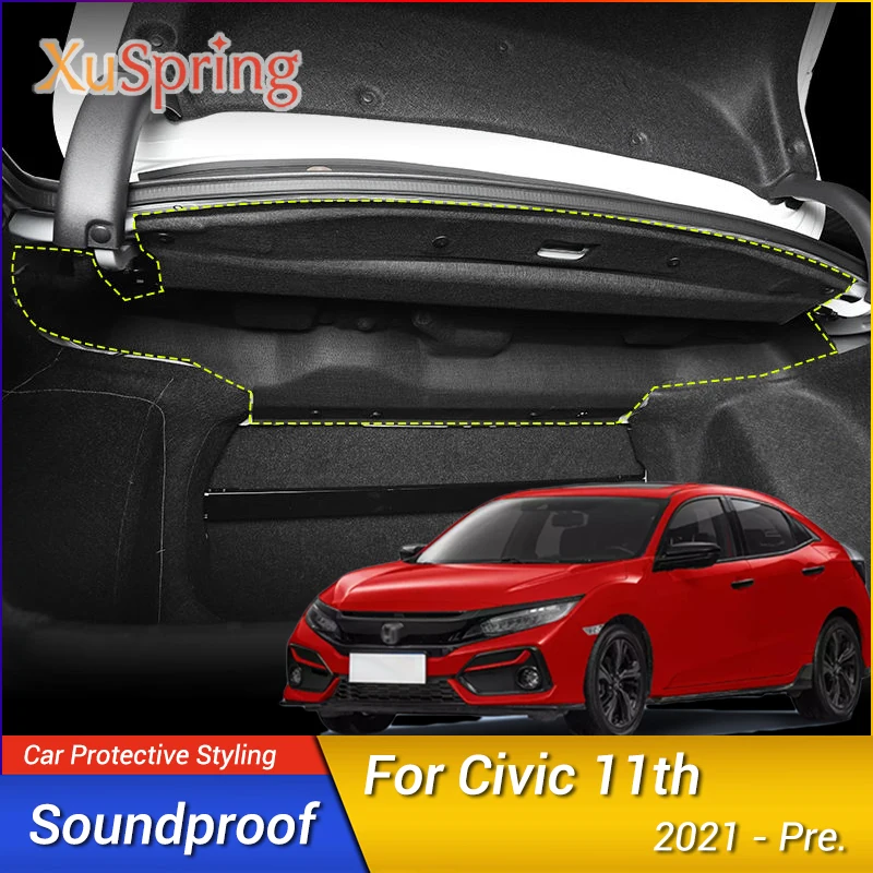 Car Trunk Rear Box Insulation Cotton Mat For Honda Civic 2021 2022 FE/FL Sedan Soundproof Carpet Stickers Pad Case Accessories