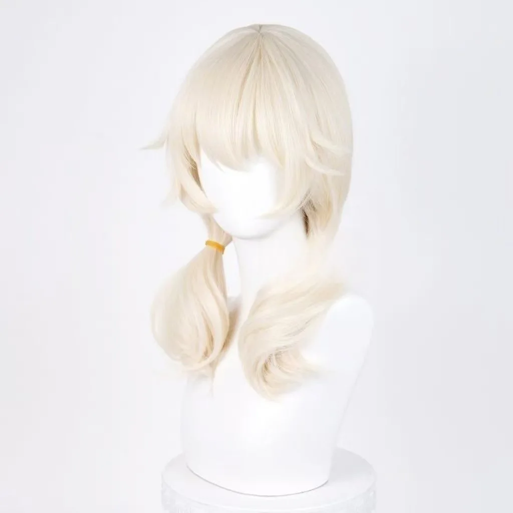 1-delig beige dubbele paardenstaart, licht krullend lang haar, in menselijk! Anime Xiaoyu speelt een pruik