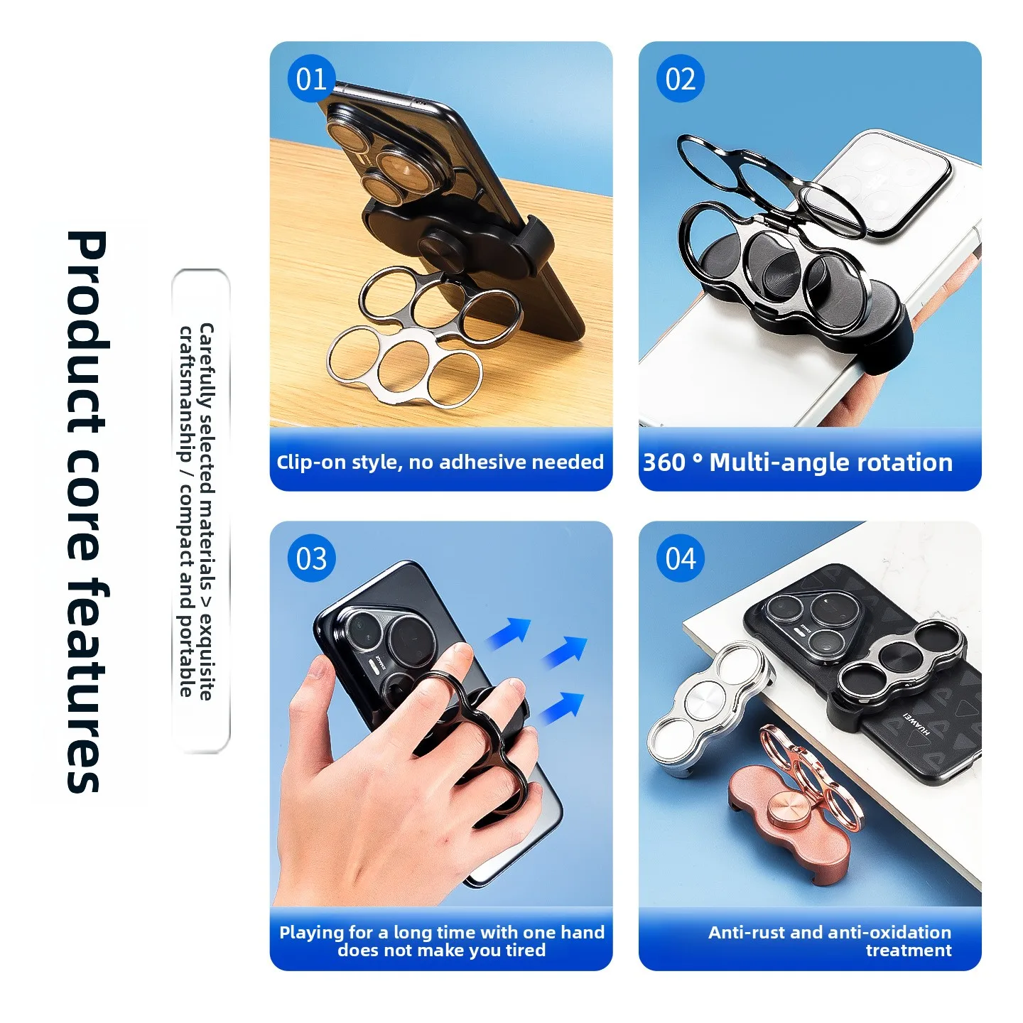Multifunctional Foldable Phone Stand 360° Rotating Telescopic Adjustable Holder for Watching Drama
