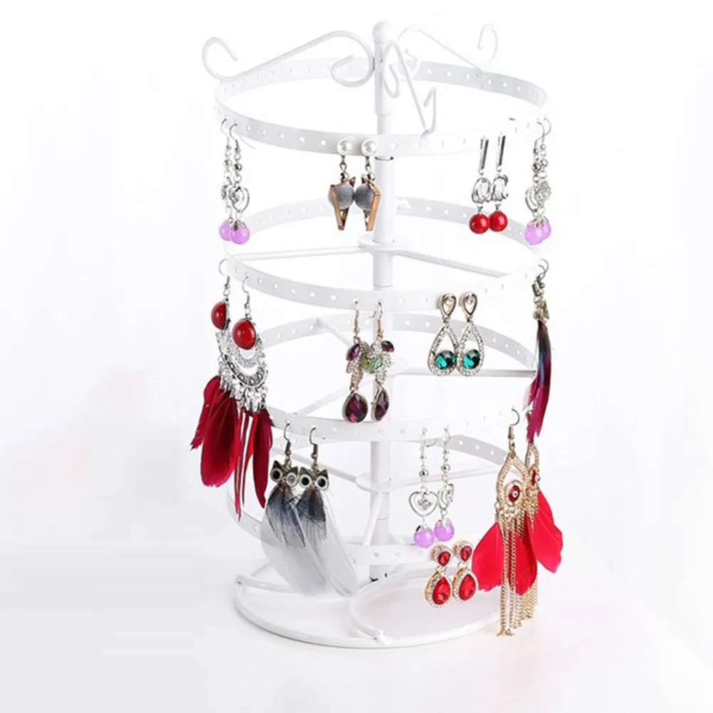 1Pcs Modern Metal Earrings Storage Rack 4-Tier Rotating Jewelry Stand for Organizing Studs Hoops Ear Cuffs on Countertop Dresser