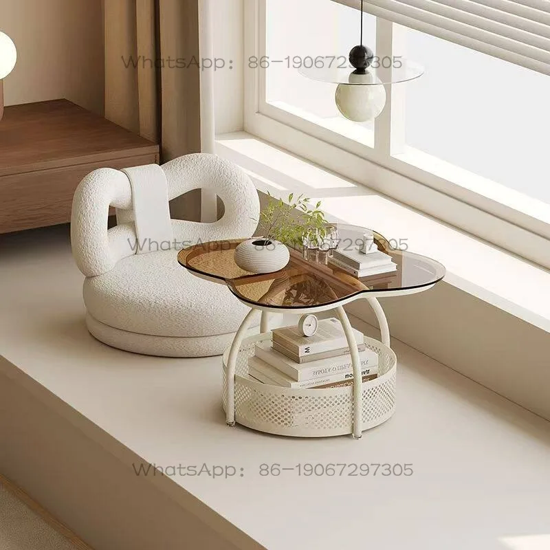 Lazy Sofa Chair Milk White Rotating Chair Living Room Small Stool Bedroom Tatami Backrest Bay Window Chair