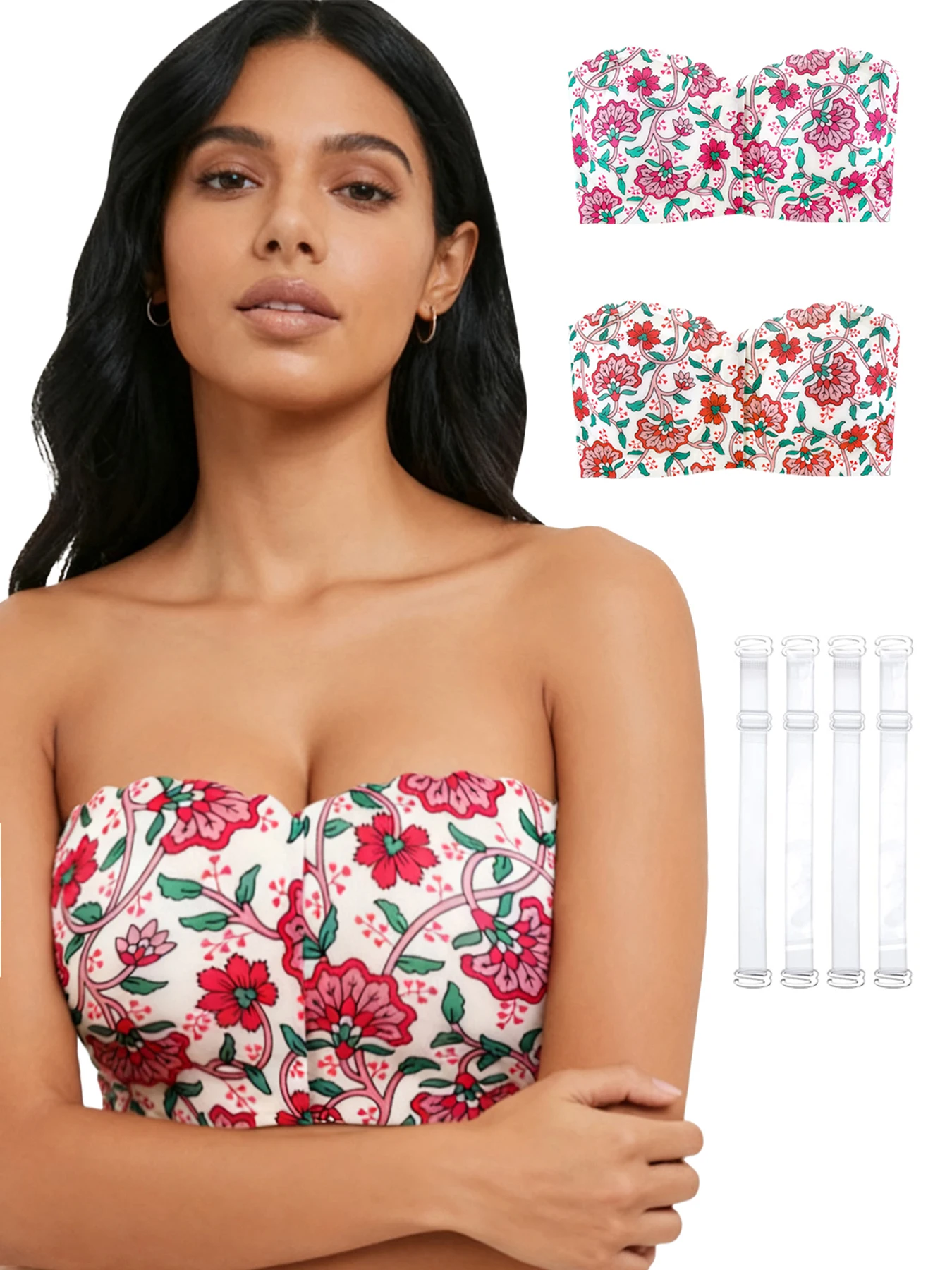 2-Piece Women Underwear Bra Wireless Strapless, Gather Supportive, Fashionable Backless Design, Breathable, Comfortable, S-L