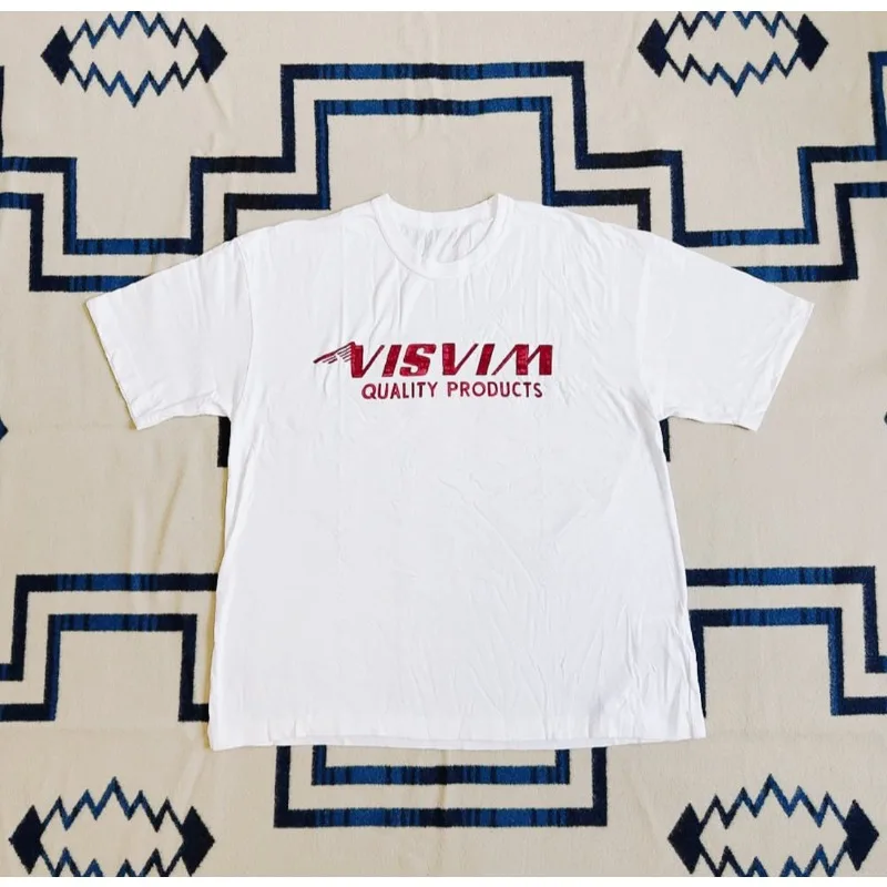 

24SS VISVIM High Street Белая свободная футболка с короткими рукавами и принтом для мужчин и женщин, хлопковая футболка с ручной росписью и градиентным принтом