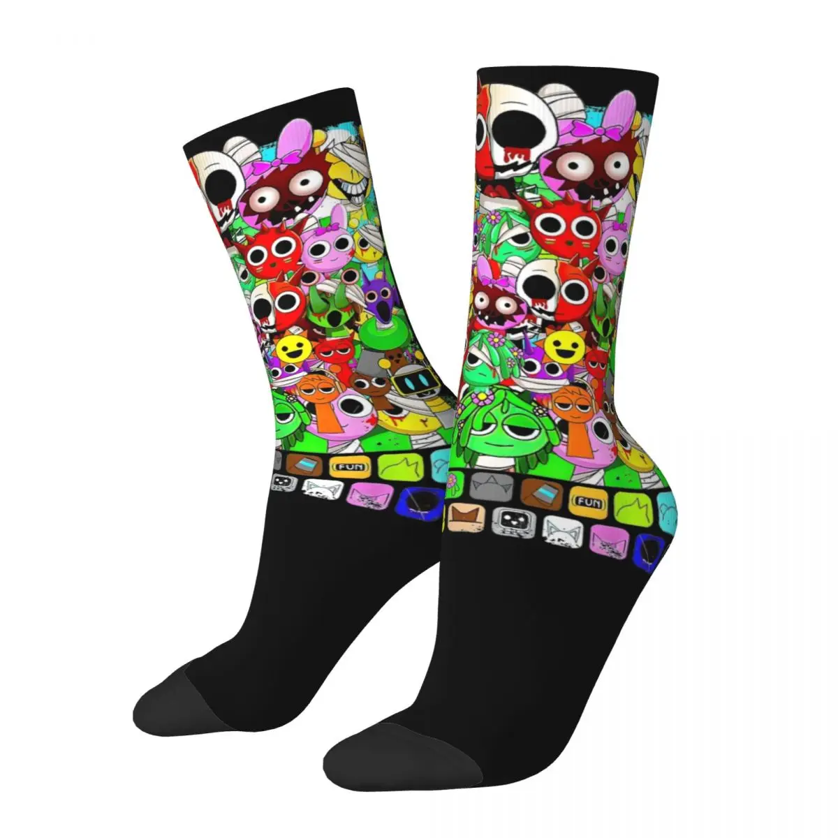 

Incredibox Sprunki Socks Men Women Casual Horror Game Socks Novelty Spring Summer Autumn Winter Middle Tube Socks Gifts