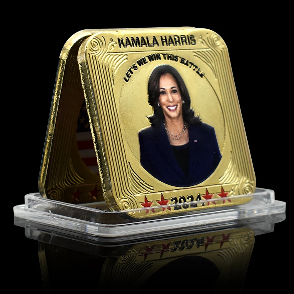 2024 Kamala Harris Gold Bar First Woman US President in History Commemorative Coin Supporters Fan Collection Gift