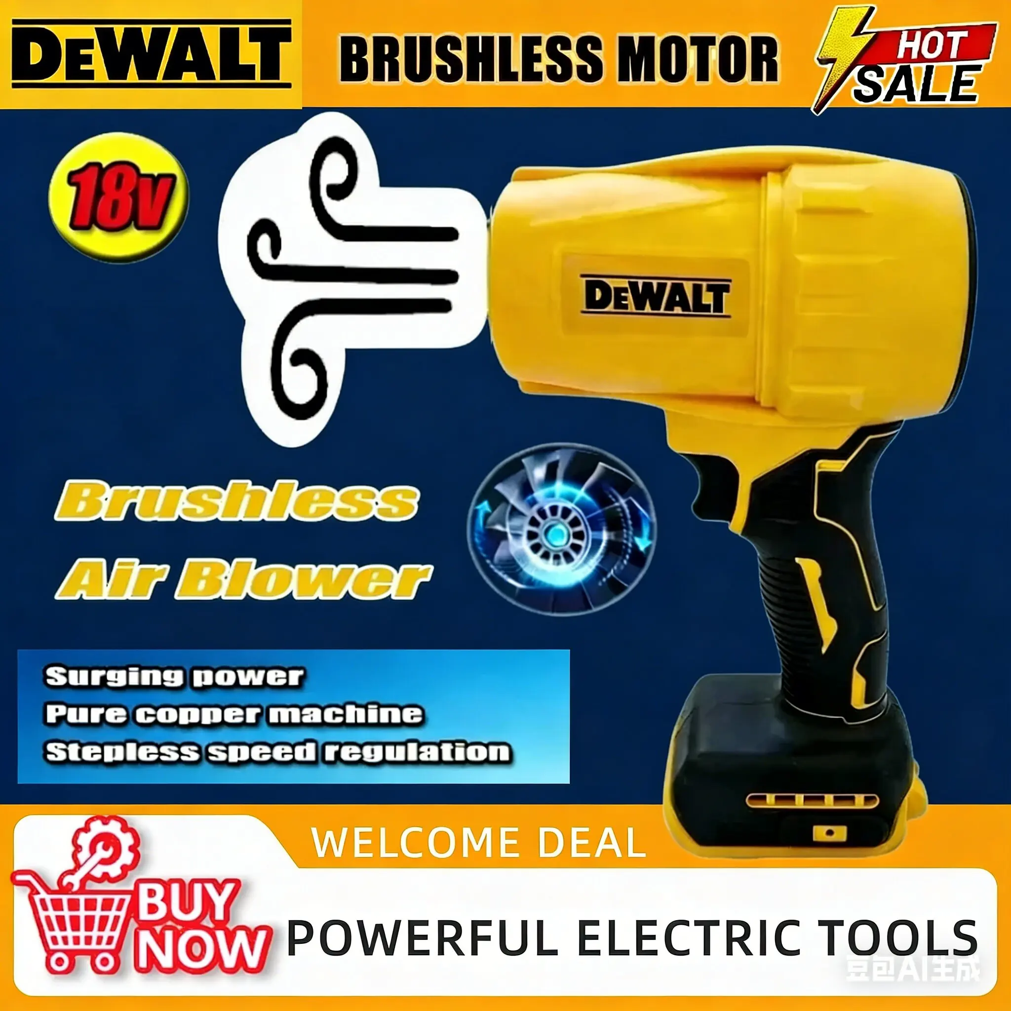 

Беспроводной турбовентилятор Dewalt 30000 об/мин, 20В, перезаряжаемый, ручной, для сушки и удаления пыли